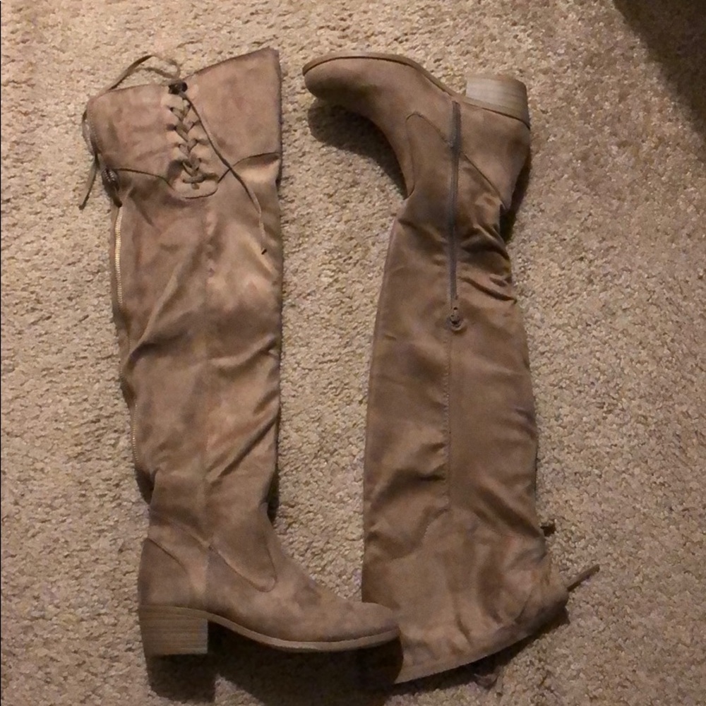 Unworn brown over the knee boots size 7